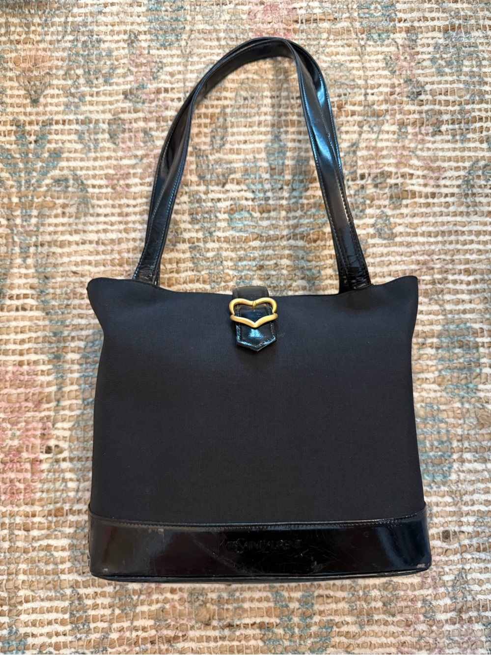 YSL Black Women's Tote Bag with Gold Accent